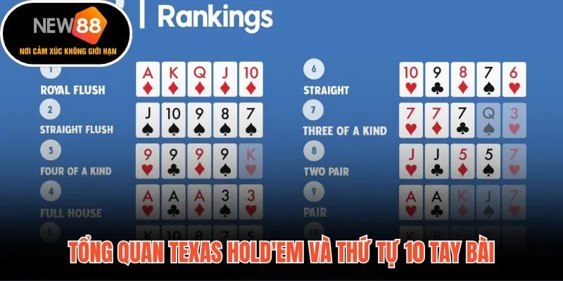 10 hạng tay bài trong luật chơi poker từ Royal Flush đến High Card